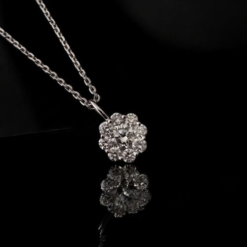 Diamond cluster necklace in 9ct white gold