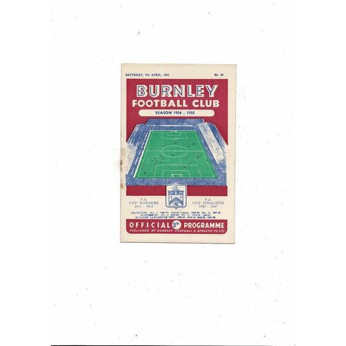 1954/55 Burnley v Huddersfield Town Football Programme