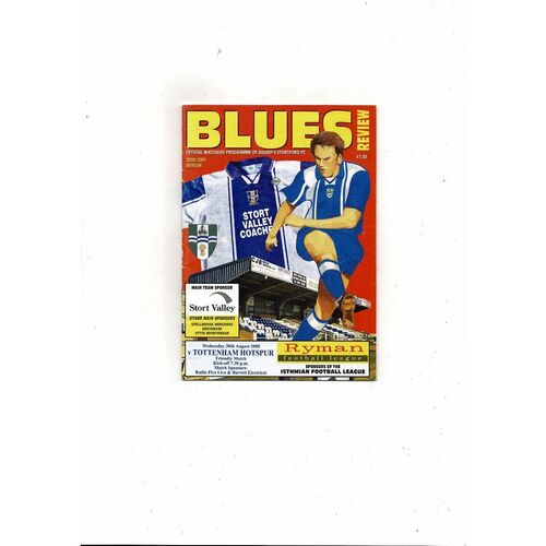 Bishops Stortford v Tottenham Hotspur Friendly Football Programme 2000/01