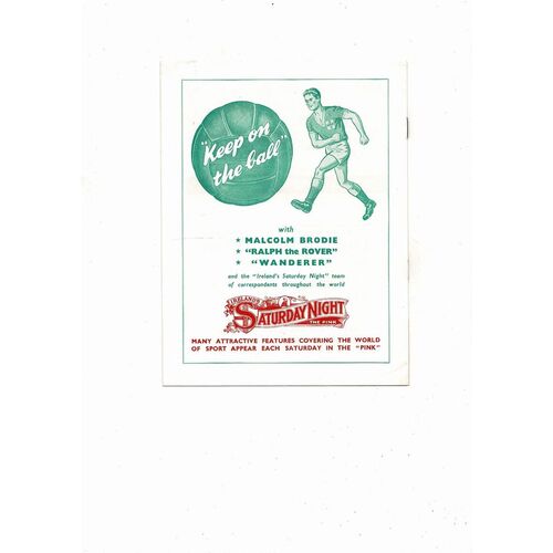 1960 Northern Ireland v England Football Programme