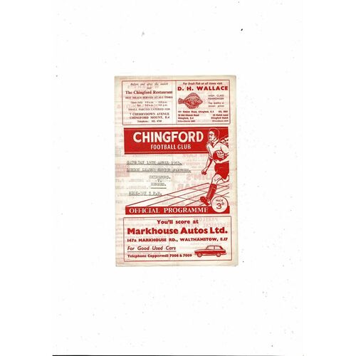 1962/63 Chingford v Hermes London Senior League Football Programme