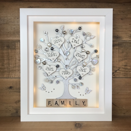 Large “ pretty with pearls “ family tree frame