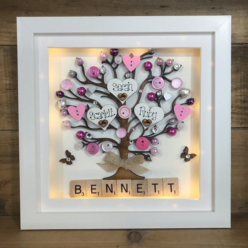“Hearts & Buttons” Family Tree Frame
