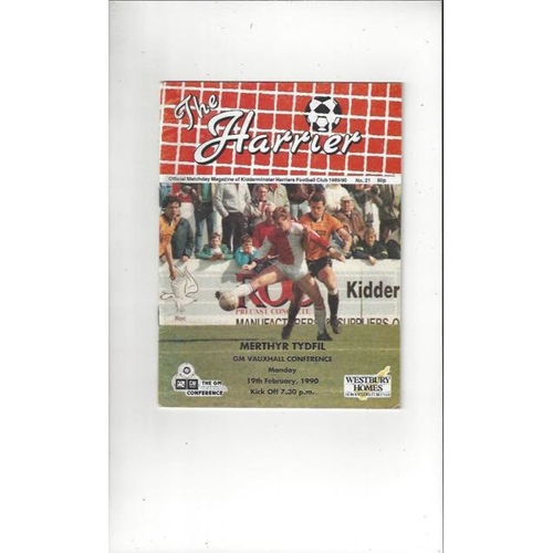 1989/90 Kidderminster Harriers v Merthyr Tydfil Football Programme