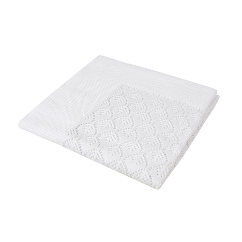 Christening Jacquard Leaf Blanket - White
