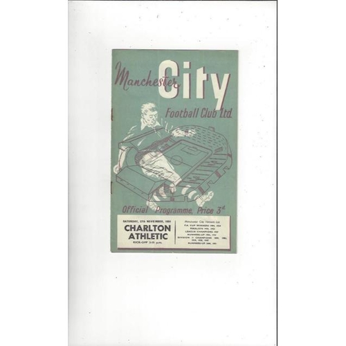 1954/55 Manchester City v Charlton Athletic Football Programme