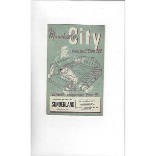 1954/55 Manchester City v Sunderland Football Programme