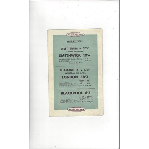 1954/55 Manchester City v Sunderland Football Programme