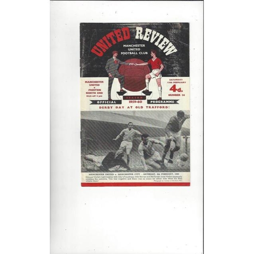 1959/60 Manchester United v Preston Football Programme + Press Cuttings