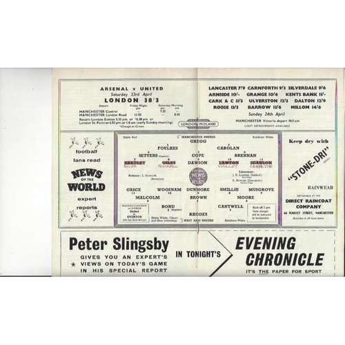 1959/60 Manchester United v West Ham United Football Programme