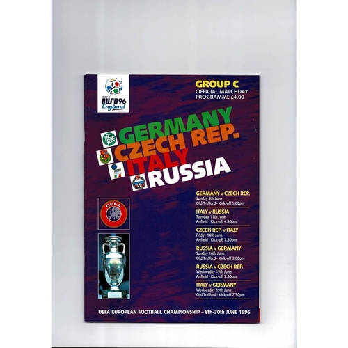 Euro 96 Group C Germany, Czech, Italy & Russia Football Football Programme