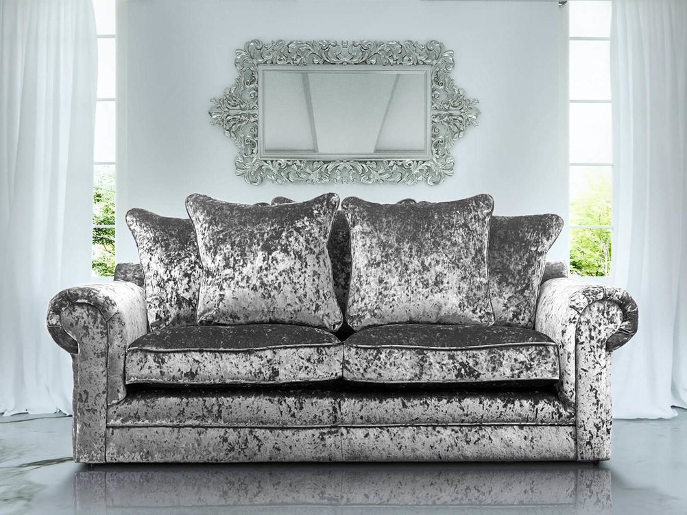 CHARLOTTE 3+2  SOFA IN SILVER CRUSHED VELVET