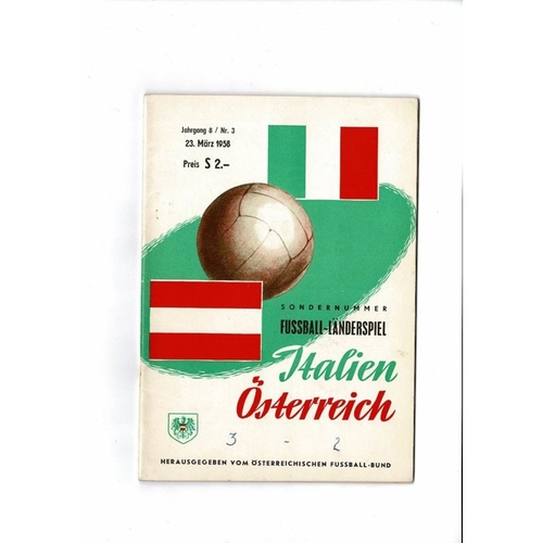 Austria v Italy Football Programme 1958 + 2 Inserts