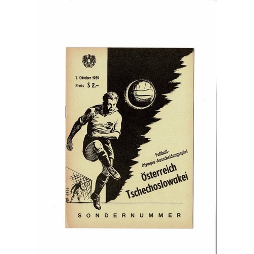 Austria v Czechoslovakia Football Programme 1959