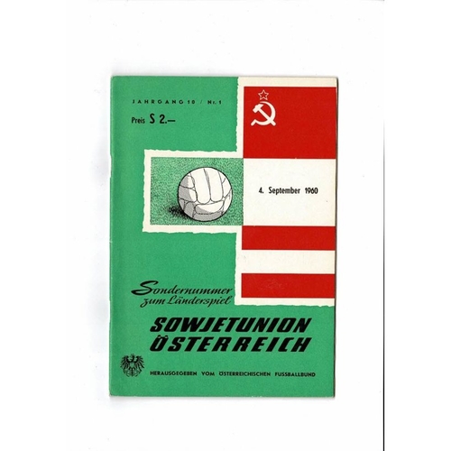 Austria v Russia Football Programme 1960 + Insert