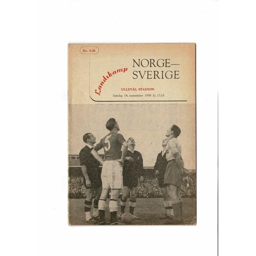 Norway v Sweden Football Programme 1958