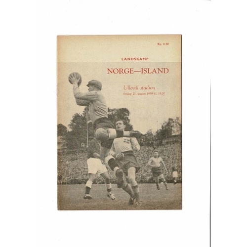 Norway v Iceland Football Programme 1959