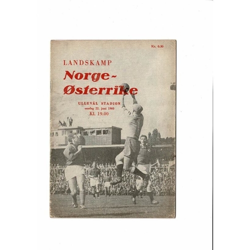 Norway v Austria Football Programme 1960