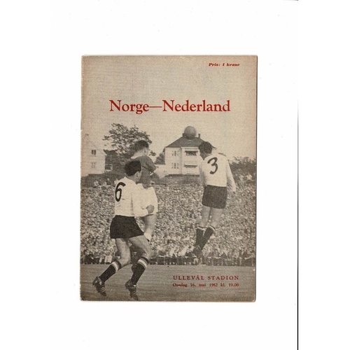 Norway v Holland Football Programme 1962