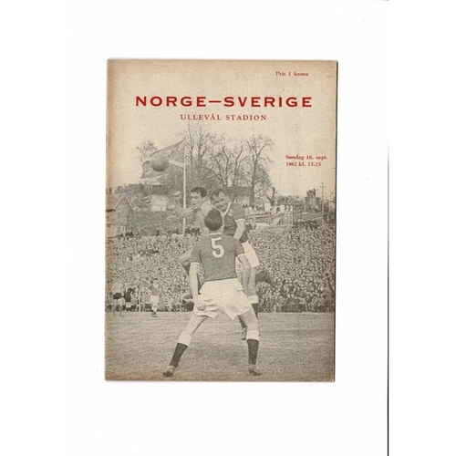 Norway v Sweden Football Programme 1962