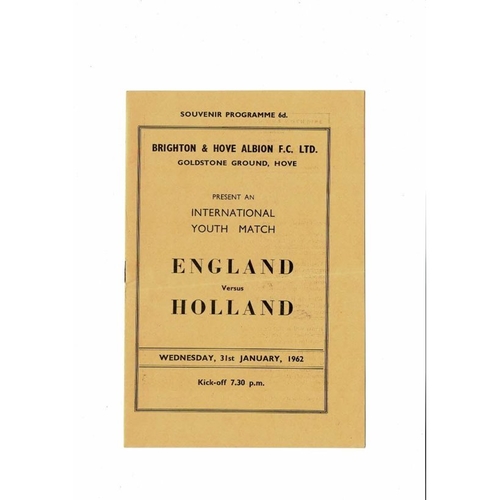 1962 England v Holland Youth International Football Programme