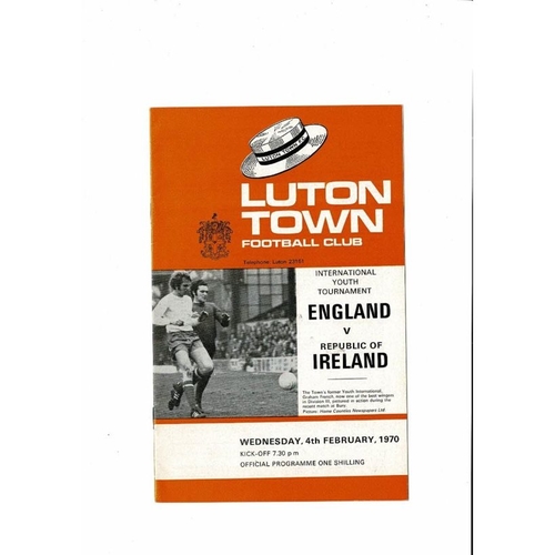 1970 England v Republic of Ireland Youth International Football Programme