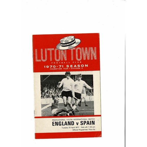1971 England v Spain Youth International Football Programme