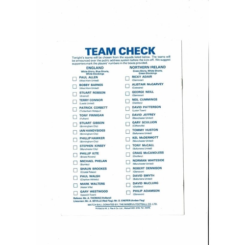 1981 England v Northern Ireland Youth International Football Programme