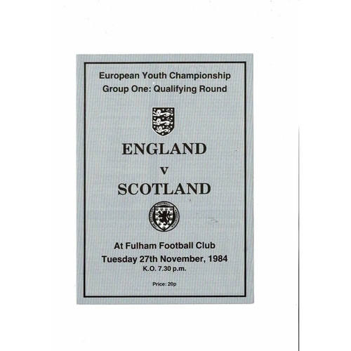 1984 England v Scotland Youth International Football Programme