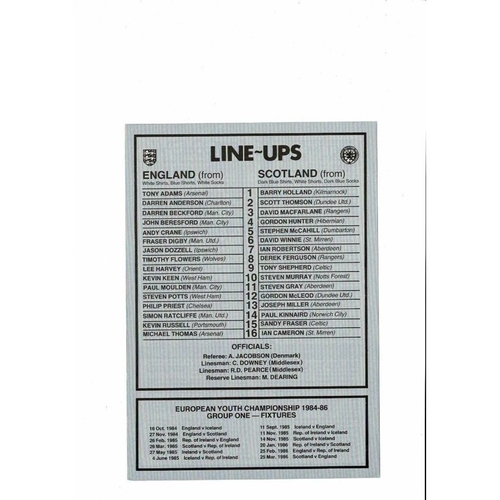 1984 England v Scotland Youth International Football Programme