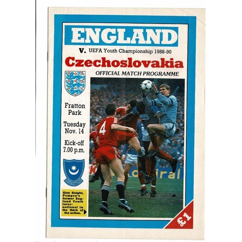 1989 England v Czechoslovakia Youth International Football Programme