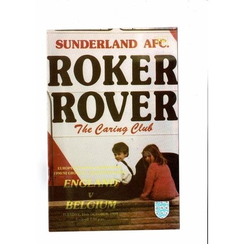 1990 England v Belgium Youth International Football Programme