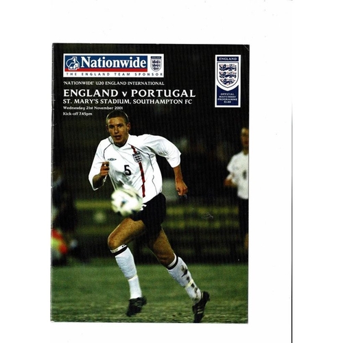 2001 England v Portugal Youth International Football Programme