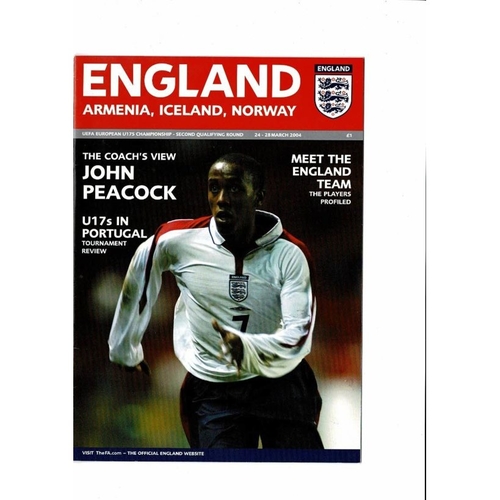 2004 England v Norway, Iceland & Armenia Youth International Football Programme
