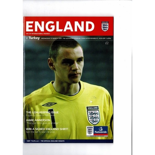 2007 England v Turkey Youth International Football Programme