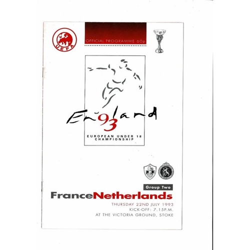 1993 France v Holland Youth International Football Programme