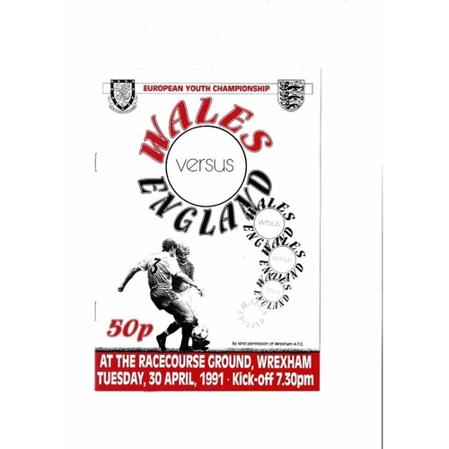 1991 Wales v England Youth International Football Programme + Press Cutting
