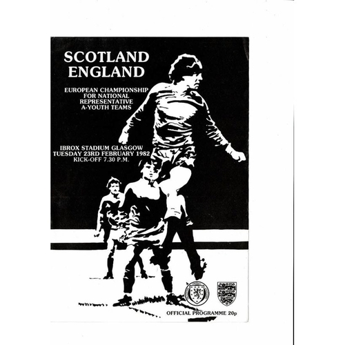 1982 Scotland v England Youth International Football Programme Feb