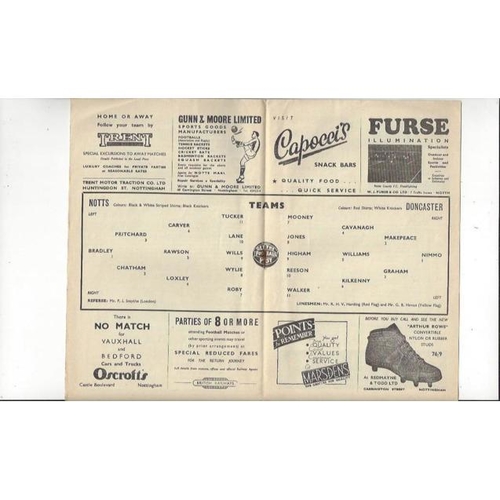 1957/58 Notts County v Doncaster Rovers Football Programme