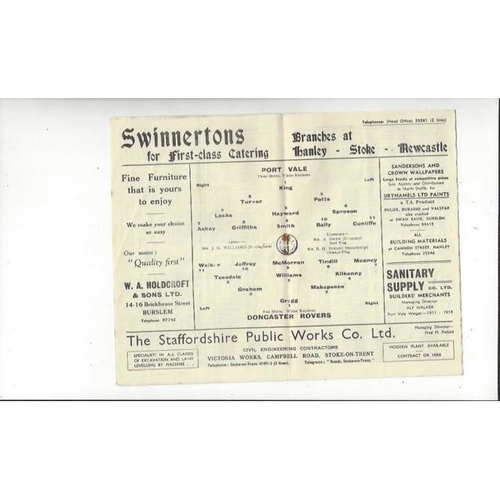 1955/56 Port Vale v Doncaster Rovers Football Programme