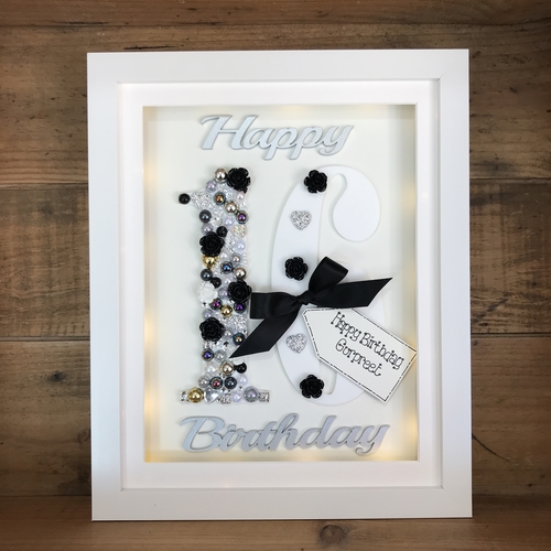 LED Happy 16 th birthday frame