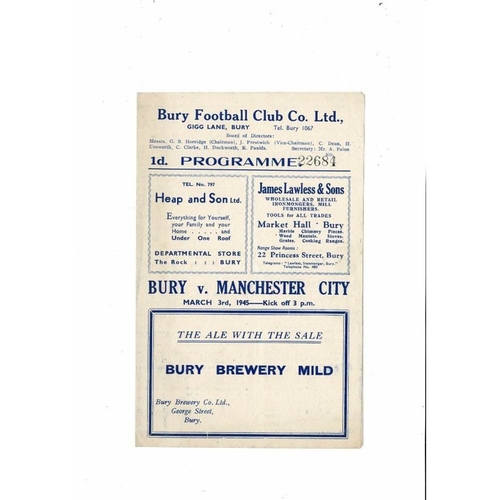 Bury Home Football Programmes