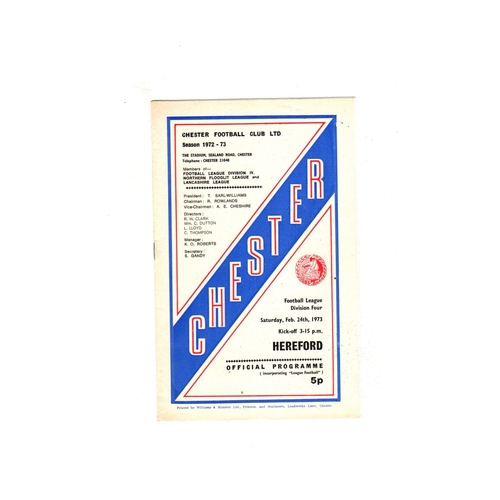 Chester City Home Football Programmes