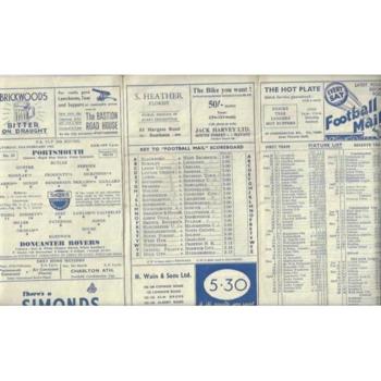 1951/52 Portsmouth v Doncaster Rovers FA Cup Football Programme