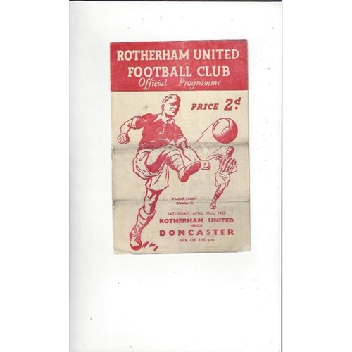 1952/53 Rotherham United v Doncaster Rovers Football Programmes