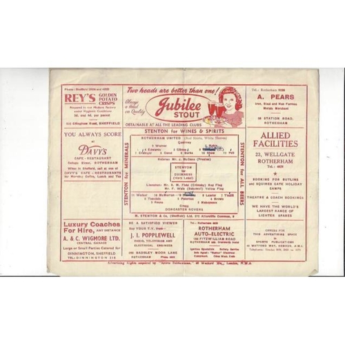 1952/53 Rotherham United v Doncaster Rovers Football Programmes