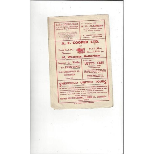 1952/53 Rotherham United v Doncaster Rovers Football Programmes