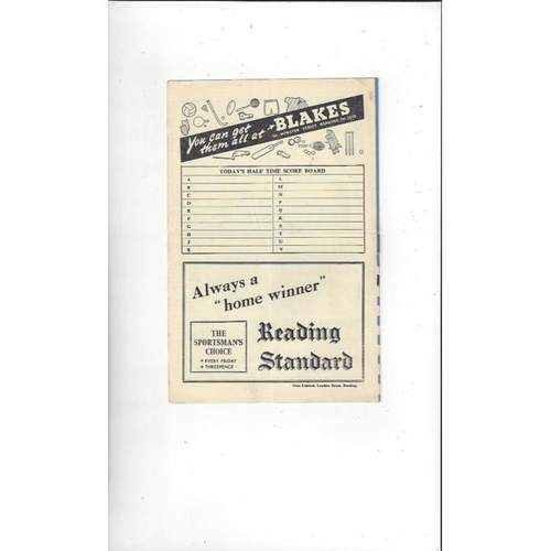 1956/57 Reading v Southampton Football Programme