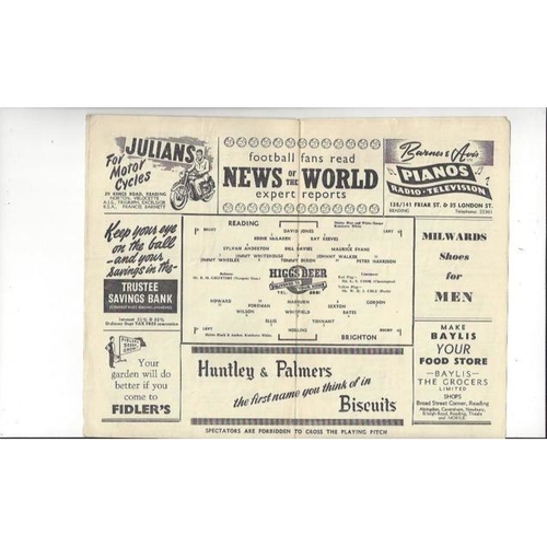 1957/58 Reading v Brighton Football Programme