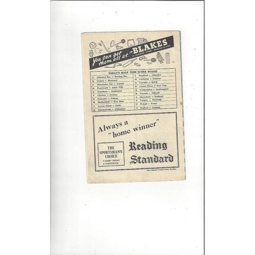 1957/58 Reading v Brighton Football Programme